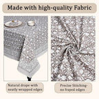 Ridhi Taupe Hand Block Print 100% Cotton Rectangle Tablecloth 118 x 70 Inch - Image 4