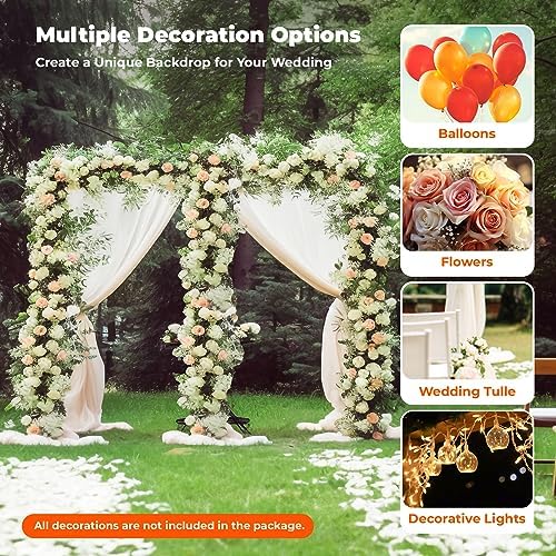 Silver Wedding Arch Stand for Ceremony Modern Metal Balloon Arch Stand Kit Garden Floral Arch Frame Background for Anniversary Birthday Party Home Outdoor Lawn Decor - Image 6
