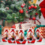 Cholemy 12 Pack 12x10x4 Christmas Gift Baskets Empty Bulk, Includes 12 Santa Cardboard Baskets with Handles, 12 Plastic Bags and 12 Bows, Cardboard Tray Large Gift Baskets Kit for Holiday - Image 5