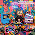 5Pcs 90s Party Decorations, Large Retro Theme Cardboard Cutouts Arcade Game Machine Boombox Vintage 90s Yard Sign for Neon Hip Hop Music Birthday Indoor Outdoor Photo Props Booth Backdrop - Image 4