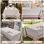 Ridhi Block Print Brown Meadow Vine Rectangle Cotton Tablecloth 120" x 60" Reusable Table Cover Decorative Everyday Use for Dining, Farmhouse, Home Gift for Spring, Easter, Valentine - Image 5