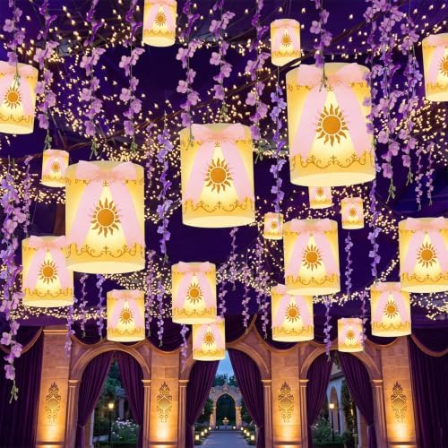 28 Pcs Princess Sun Hanging Lanterns DIY Set Purple Princess Hanging Banner by Unknown