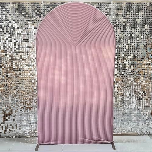 HUAYI Pink Ripples Pattern Arch Backdrop Cover for Birthday Party Wedding Baby Shower Decorations Chiara Backdrops Arched Wall Frame Stands Covers Props GP-456 4ft * 7ft - Image 2