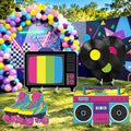 4 Pcs Large 80s Birthday Party Decoration, 23.62 Inch 90s Photo Props, Retro Cardboard Cutout, TV Roller Skates Radio Records Yard Sign for Birthday Supplies Hip Hop Music Theme Accessories by Unknown
