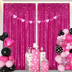 Hot Pink Sequin Backdrop Curtain Panels Stage 2 Pcs 5FTx10FT Wedding Party Background Drapes - Image 5