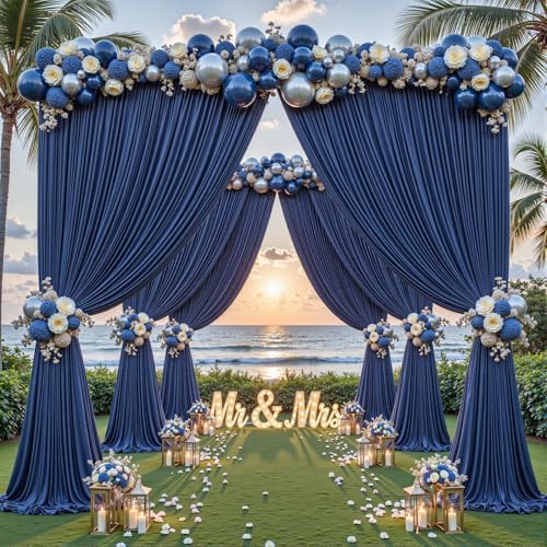 24ftx10ft Wrinkle Free Navy Blue Backdrop Curtain - 10 Feet Photography Backdrop Drapes, Silky Polyester Back Drop Cloth for Wedding Baby Shower Balloon Arch Background - Image 2