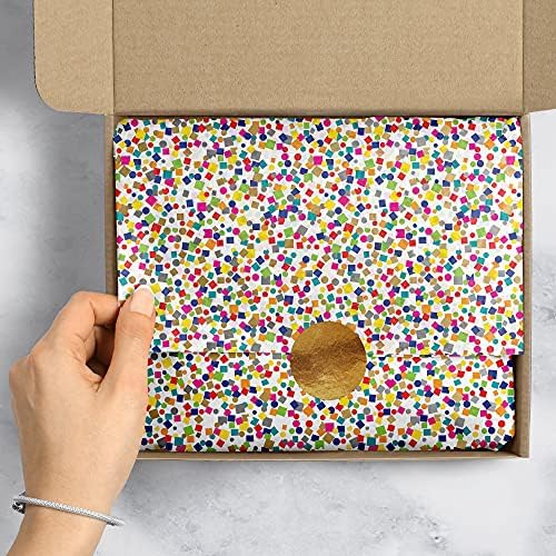 Jillson Roberts 20" x 30" Printed Birthday Gift Tissue, Party Confetti White (48 Folded Sheets) - Image 4
