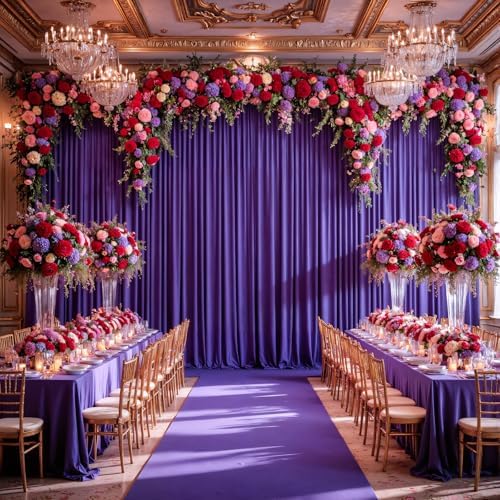 10x10ft Purple Backdrop Curtain Panels for Parties - Wrinkle Free Polyester Photo Curtain Backdrop Wedding Back Drop Fabric Drapes for Party Decorations Background for Photography - Image 7