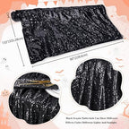 Seamless Sequin Tablecloth 90x132 Inch Black Rectangular Halloween Decor - Image 6