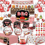 Baby Q Baby Shower Decorations, Red Gingham BBQ Baby Shower Supplies by FVABO