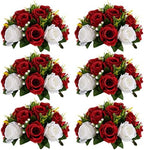 Sziqiqi Fake Flowers for Wedding Centerpiece, Silk Kissing Ball, Red, 6Pcs by SZIQIQI