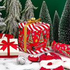 WRAPAHOLIC 30 Inch Jumbo Reversible Christmas Wrapping Paper - 30 Inch x 100 Feet Jumbo Roll Red Christmas Tree Wrapping Paper and Stripe Design for Holiday, Party Celebration - Image 6
