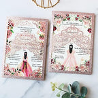 Hosmsua 50PCS Personalized Rose Gold Glitter Quinceanera Invitations Kit 5.1x7.3 Inch Laser Cut Floral Crown Quinceanera Invitation Cards with Envelopes for Birthday Quince Anos Invitation - Image 6