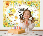 Mocsicka Sweet as Can Bee Baby Shower Backdrop Bumble Honey Bee Party Decorations for Baby Shower Boy Girl Gold What Will Baby Bee Honeycomb Bumblebee Party Banner Background (8x6ft) - Image 6