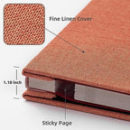 HoneyTolly Large Photo Album Self Adhesive, DIY Scrapbook Album for 4x6 8x10 10x12 Pictures, 60 Pages Linen Cover Memory Book, Ideal Gift for Family Wedding Baby Christmas Anniversary(Orange) - Image 3