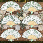 Roowest 36 Pcs Green Eucalyptus Paper Hand Fans Bulk, Wedding Folding Fans - Image 5