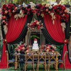 gogoparti 10x10ft Black and Red Backdrop Curtains Panels for Parties, 4 Panel 2.5x10ft Wedding Christmas Birthday Photography Background, Wrinkle Free Polyester Backdrop Curtains Drapes - Image 6
