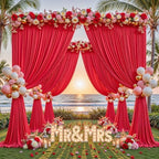 40ftx10ft Wrinkle Free Red Backdrop Curtain - 10 Feet Photography Backdrop Drapes, Silky Polyester Back Drop Cloth for Wedding Baby Shower Balloon Arch Background - Image 3