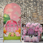 Farm Arched Backdrop Covers Red Barn Cow Animal Arched Stretchy Background for Birthday Parties Baby Shower Decoration Double-Sided Arch Props GX-245-4x7ft - Image 4