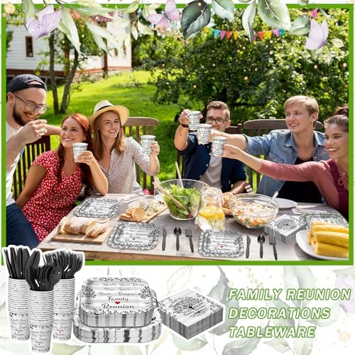 350 Pcs Family Reunion Paper Plates and Napkins Set Serve 50 Guests - Image 6