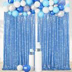 Baby Blue Glitter Sequin Backdrop Curtains 2 Pcs 5FTx10FT Baby Shower Party Backdrop for Boy Gorgeous Photography Fabric Drapes - Image 5