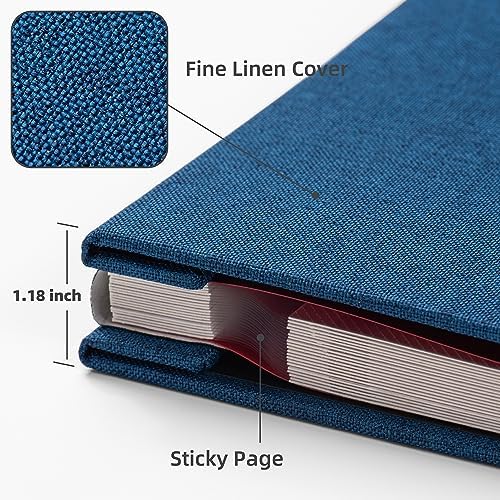 HoneyTolly Large Photo Album Self Adhesive, DIY Scrapbook Album for 4x6 8x10 10x12 Pictures, 60 Pages Linen Cover Memory Book, Ideal Gift for Family Wedding Baby Christmas Anniversary(Blue) - Image 6