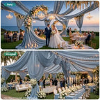 4 Panels 5ft(W) x 20ft(L) Dusty Blue Ceiling Drapes for Wedding Parties - Image 4