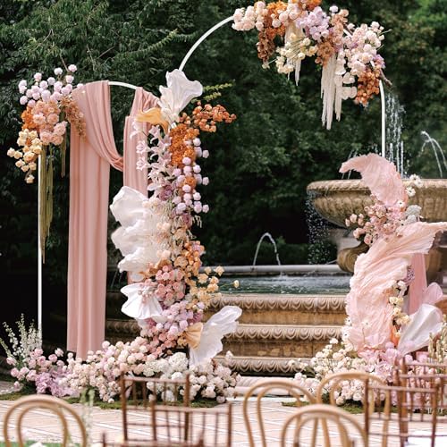 Wokceer Wedding Arch Backdrop Stand 7.2FT,6FT White Metal Arch Stand Set - Image 3