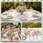 Zhehao 150 Pcs Pink and Green Paper Plates Napkins Serves 50 - Image 6