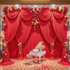 20x15ft Red Backdrop Curtains for Parties Wrinkle Free Fabric Backdrop Curtain Birthday Photo Drapes Backdrop for Wedding Baby Shower Bridal Shower Photography Stage Back Drop 4 Panels 5x15FT - Image 5