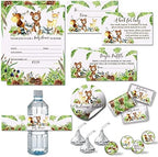 Amanda Creation Woodland Baby Shower Invitations & Party Bundle, 20 Pack 5x7 Woodland Animal Invites with White Envelopes, Diaper Raffle, Book Cards, Stickers & Wrappers by AmandaCreation