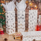 Harloon 32 Pack Wine Bottle Gift Bags with Handles 4 Designs,White, Silver - Image 4