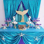 QueenDream Aqua Blue Tablecloth 90 x 132 Inch Sequin Tablecloth for Party Decorations Glitter Tablecloth for Bridal Baby Shower Wedding - Image 5