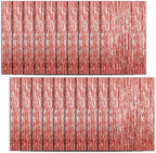 20 Pack Foil Curtain Backdrop Rose Gold Metallic Tinsel Foil Fringe Curtains Photo Booth Props for Birthday Wedding Engagement Baby Shower Bachelorette Christmas Holiday Celebration Party Decorations by KEJ