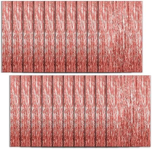 20 Pack Foil Curtain Backdrop Rose Gold Metallic Tinsel Foil Fringe Curtains Photo Booth Props for Birthday Wedding Engagement Baby Shower Bachelorette Christmas Holiday Celebration Party Decorations by KEJ