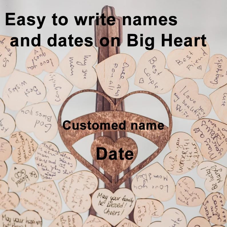 Wedding Guest Book Alternative Acrylic Rustic Wedding Decorations for Reception Wedding Guest Book with 80pc Heart Drop Box to Sign Wedding Anniversary Party (F-Heart) - Image 3