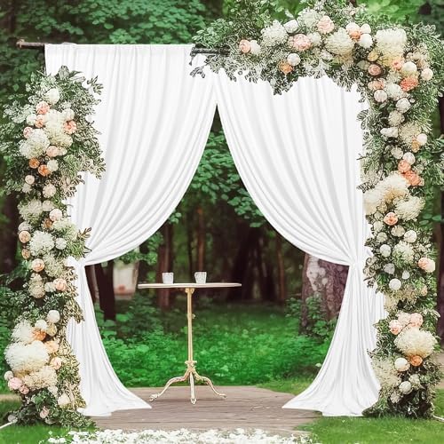 MEETSKY White Backdrop Curtains,Photo Birthday Backdrop,5ft x 10ft,2 Panels - Image 2