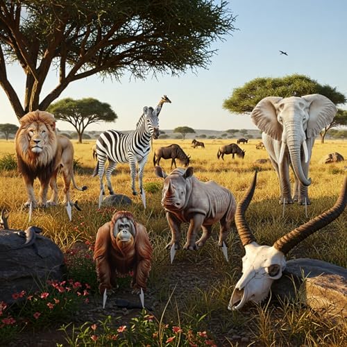 Leinuosen 5 Pcs Large Woodland Animal Party Stand Decorations Set, Safari by Leinuosen