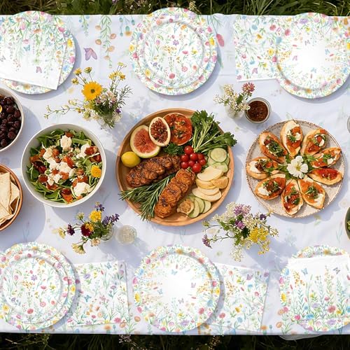 Wildflower Party Decorations Kit Serve 24: Wildflower Set with Paper Plates, Napkins, Cups, Banner & Tablecloth for Flower Birthday & Baby Shower Decorations - Image 7