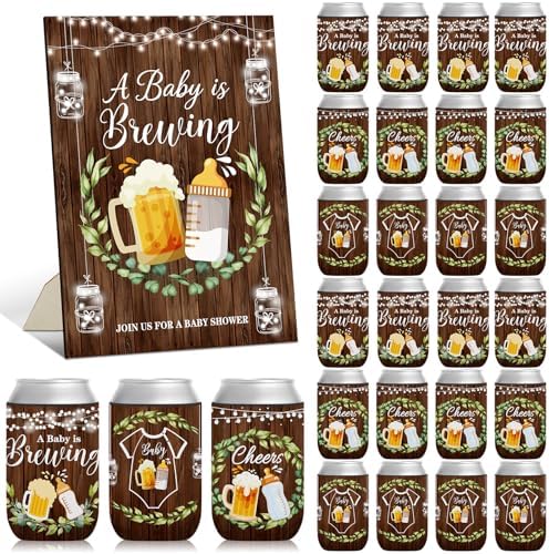 SiliFine 37 Pcs a Baby Is Brewing Diaper Can Coolers Baby Shower Favors by SiliFine