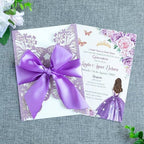 20 PCS 5.12x7.2 Butterfly Personalized Quinceanera Invitation, Customized XV Anos Laser Cut Invitation Cards with Envelopes (Purple Glitter Personalized) - Image 2