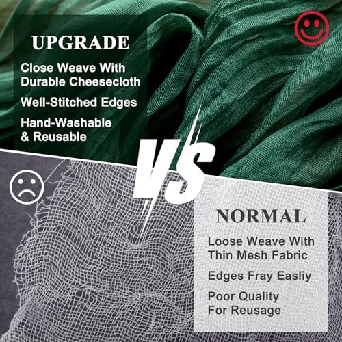 Wokceer Cheesecloth Table Runner Emerald Green 10FT Boho GauzeRunner,12Pack - Image 4