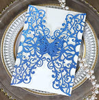 50sets Glitter Laser Cut Lace Flora Wedding Invitation Cards with Butterfly and Envelopes for Bridal Shower Engagement Quinceañera Wedding Invite (Whole Set, Glitter Blue) - Image 2