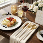 I00000 144 Gold Plastic Silverware, Disposable Silverware with White Handle - Image 3