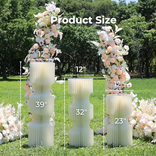 3PCS Pillaro Cake Stands for Party, Sturdy Cardboard Column with Clear Acrylic Plate, Reusable Round Cylinder Stands for Party, Cake Pedestal Stand, Pillar for Birthday Wedding Dessert - Image 3