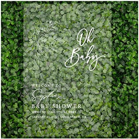 Andaz Press Custom Large Oh Baby Welcome Sign, 16" x 24", Minimal Floral Personalized Acrylic Sign, Gender-Neutral for Baby Sprinkle, Fall Shower Decorations by AndazPress