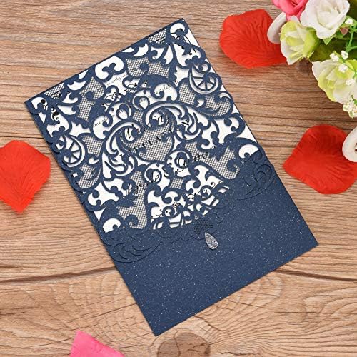 FOMTOR 50-Pack Blue Laser Cut Wedding Invitation Cards Set w/Envelopes & Inserts & Seals – for Wedding, Bridal Shower, Graduation, Birthday Party, Engagement, Anniversary - Image 6