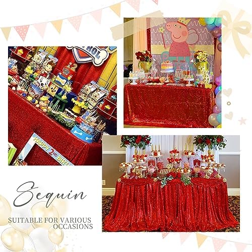 SoarDream Red Sequin Tablecloth 90"x156" Christmas Glitter Table Cloth - Image 4