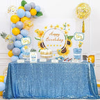 Baby Blue Sequin Tablecloth 90x156 Inch Glitter Table Cover Seamless Fabric - Image 3