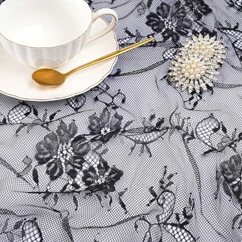 Black Lace Table Runner Fabric 6Pcs 30 x 120 Inch Rustic Vintage Kitchen - Image 6